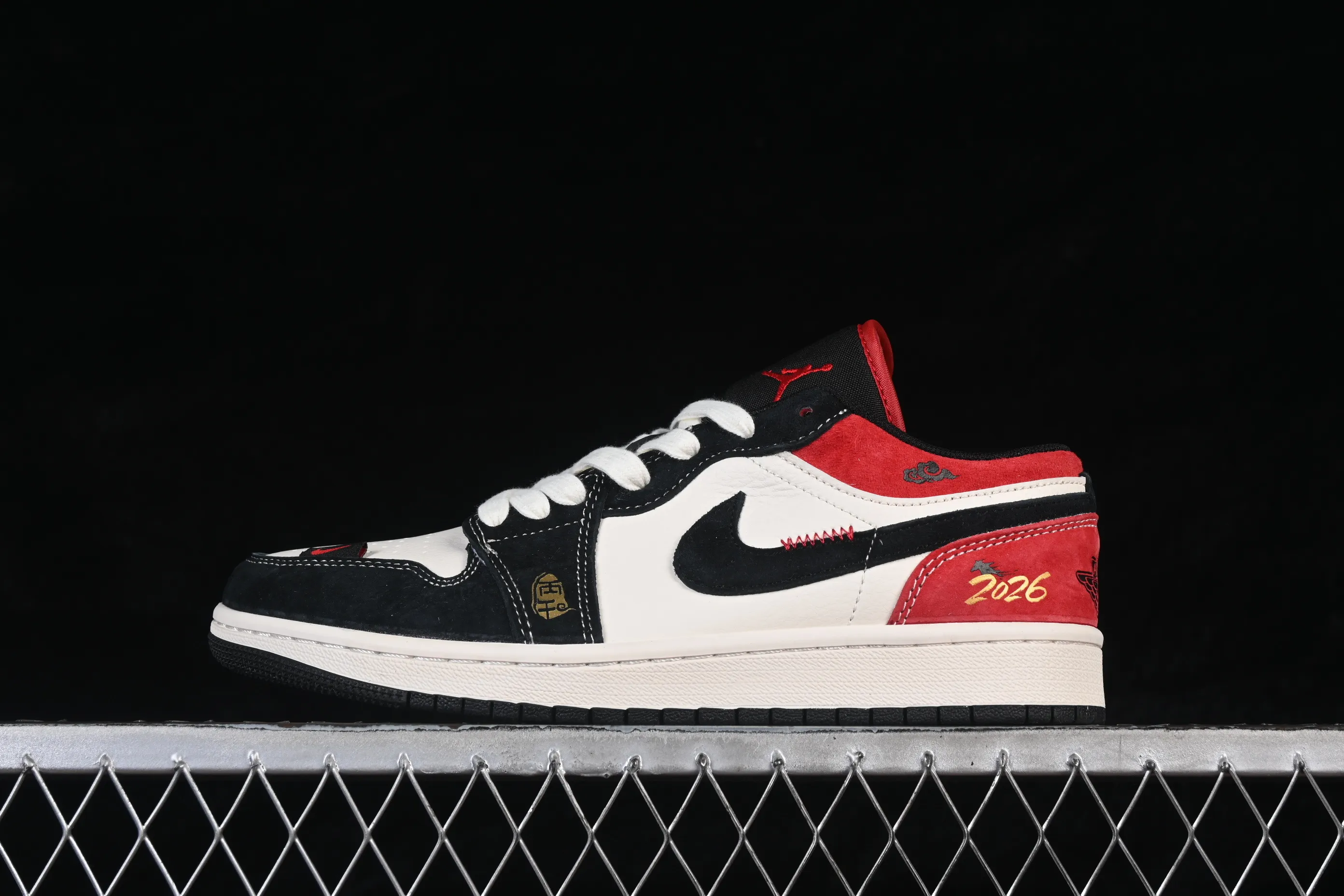 All categories Air Jordan Jordan series basketball shoes Air Jordan 1 Low high-end customized low-top sneakers Air Jordan 1 Low AJ1 Joe 1 Year of the Horse limited edition beige, black and red color high-end customized low-top retro basketball shoes MZ9588-840